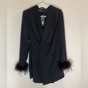 Faux feather blazer dress